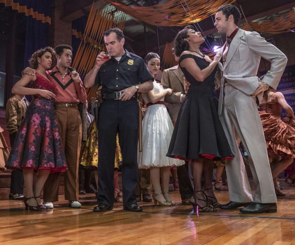 Brian d'Arcy James (as Officer Krupke), Rachel Zegler, Ariana DeBose, David Alvarez in Steven Spielberg's 'West Side Story.'