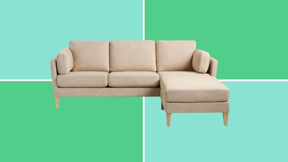 The Oatmeal Woven Noelle Sofa And Ottoman from World Market.