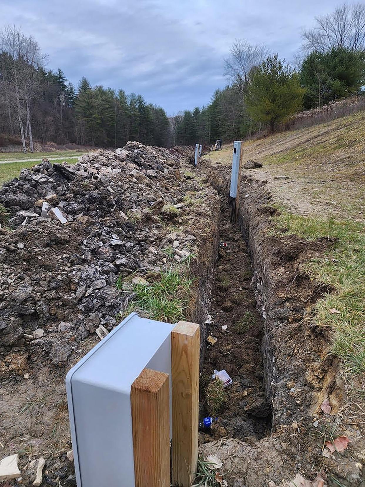 Utilities being installed at the tiny home village. They include water, sewage, trash, and road and landscaping maintenance. Residents pay their electric separately.