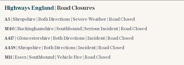 Highways England | Road Closures