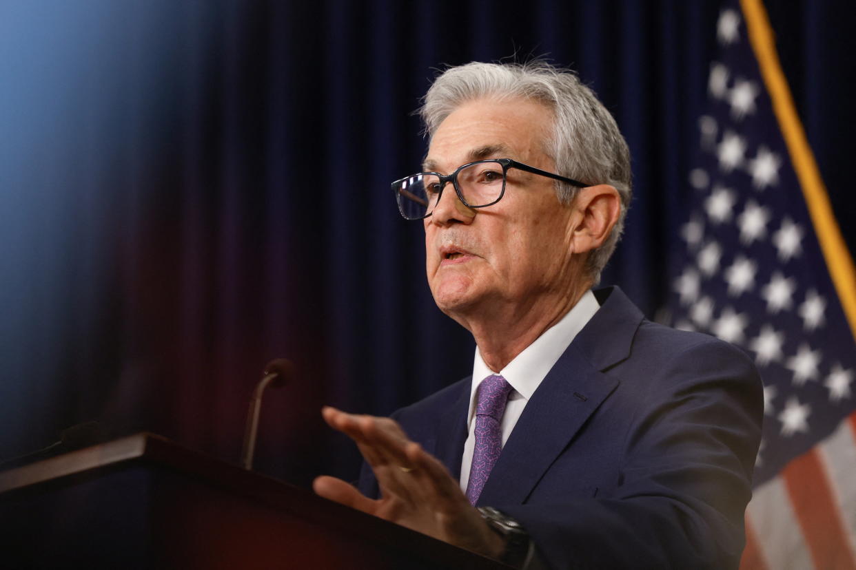 U.S. Federal Reserve Chair Jerome Powell delivers remarks during a press conference following the announcement that the Federal Reserve left interest rates unchanged, in Washington, U.S., June 12, 2024. REUTERS/Evelyn Hockstein