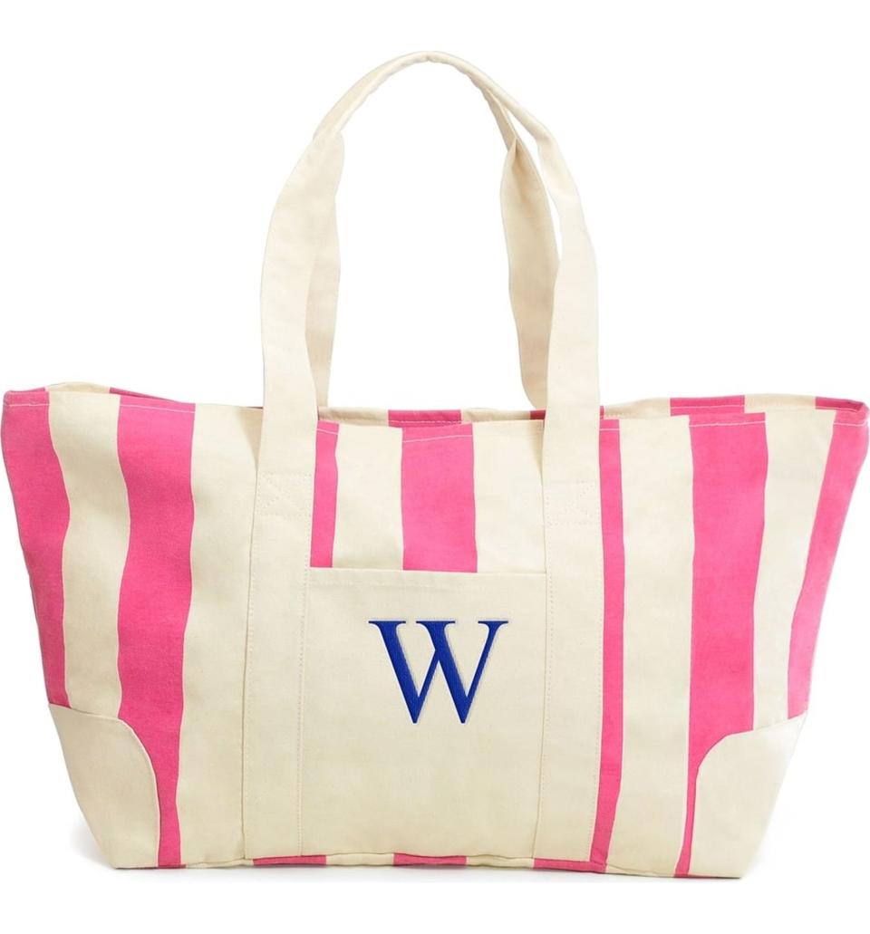 Cathy's Concepts Monogram Stripe Canvas Tote, $39 $25; at Nordstrom