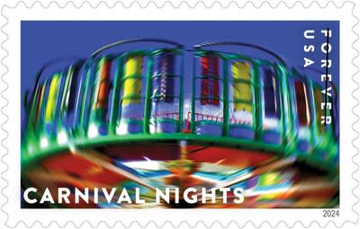 El Servicio Postal de EE. UU. revela estampillas adicionales para 2024 - Estampilla Noches de Carnaval - Crédito de la imagen: Servicio Postal de EE. UU.