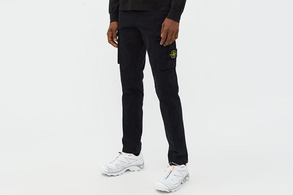 Stone Island Stretch Gabardine Cargo Pant in Navy Blue