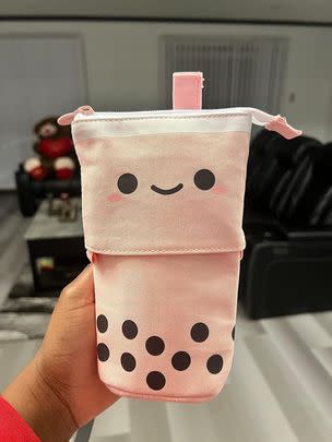 A cute telescoping boba pencil case