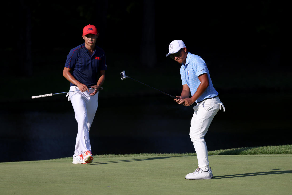 C.T. Pan outlasted Colin Morikawa on the fourth playoff hole. (Photo by Chris Trotman/Getty Images)