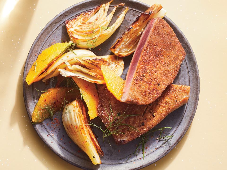 Spice-Rubbed Tuna Steaks With Caramelized Fennel