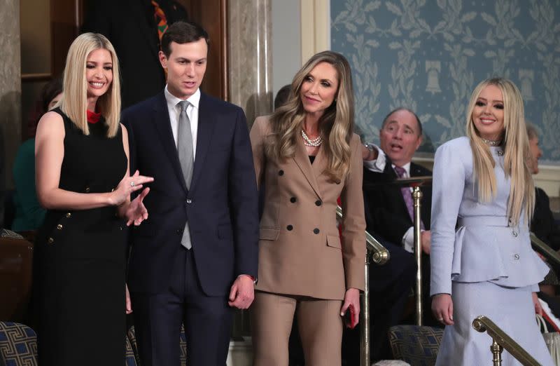 White House senior advisers Ivanka Trump and Jared Kushner, Lara Trump and Tiffany Trump arrive in House Chamber prior to U.S. President Trump delivering State of the Union address at the U.S. Capitol in Washington