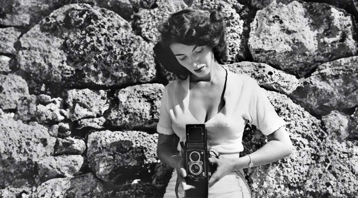 A self portrait of Bunny Yeager, an innovative and influential pin-up model-turned-photographer who helped popularize the bikini in the United States and paved the way for selfie culture. “Naked Ambition: Bunny Yeagar,” a documentary by Miami-based filmmakers, is screening at the Miami Film Festival.