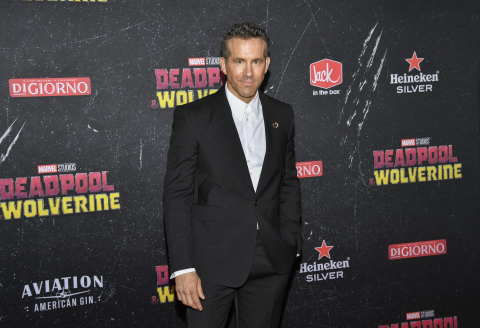 Ryan Reynolds asiste al estreno mundial de “Deadpool & Wolverine” de Marvel Studios en el Teatro David H. Koch el lunes 22 de julio de 2024 en Nueva York. (Foto Evan Agostini/Invision/AP)