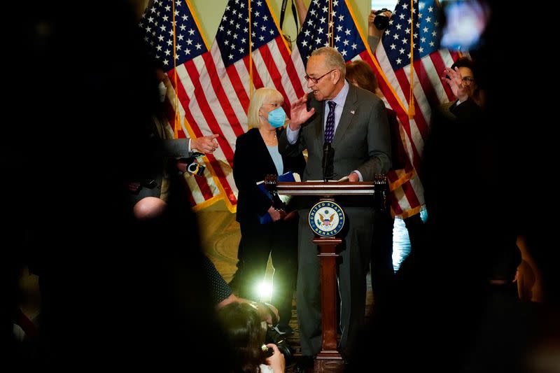 U.S. Senate Democrats hold weekly policy lunch at U.S. Capitol in Washington