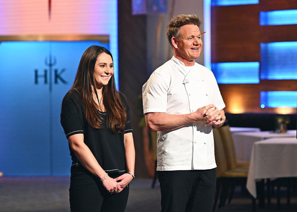  Guest judge Megan Ramsay and chef/host Gordon Ramsay in the Ramsay B-day in Hell episode airing Monday, July 5 on FOX. (FOX / FOX via Getty Images)