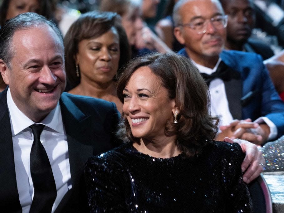 Doug Emhoff and Kamala Harris at a gala