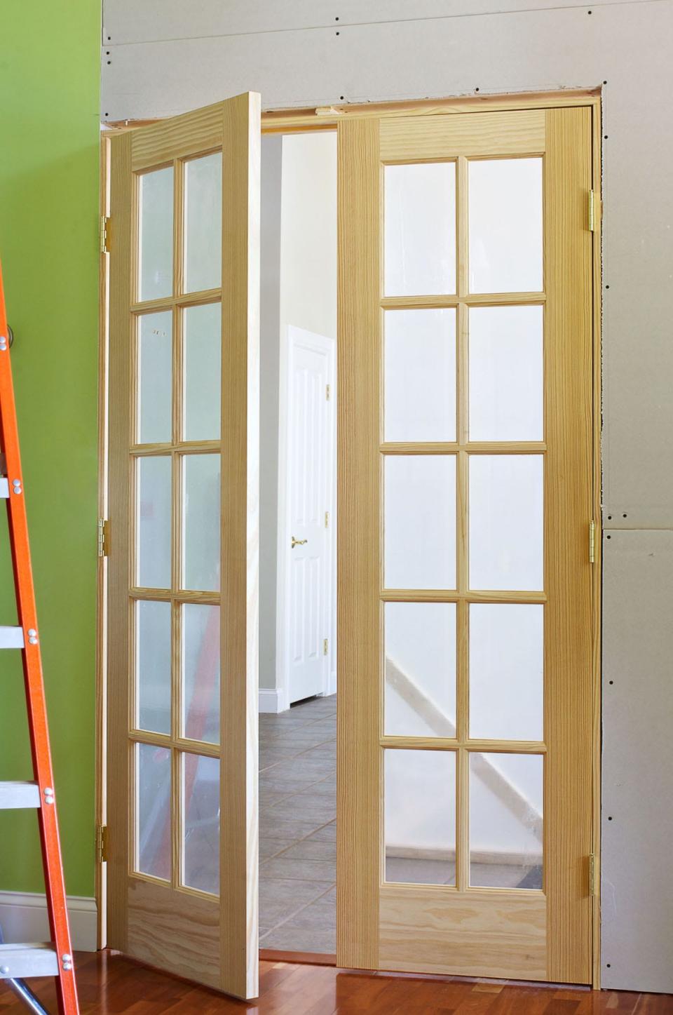 These interior French doors just need trim, paint, and hardware to be complete. That's the easy part; installing the doors properly isn't as easy as it looks.