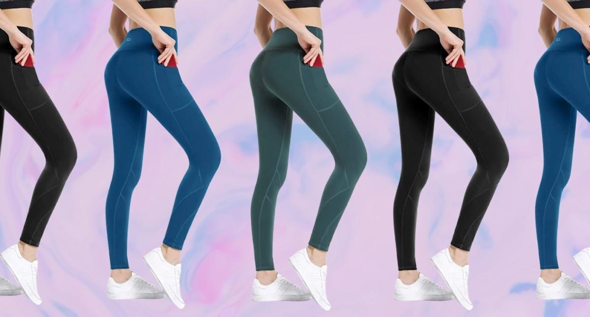ALONG FIT Women's Leggings High Waisted Yoga Pants with Pockets, 7