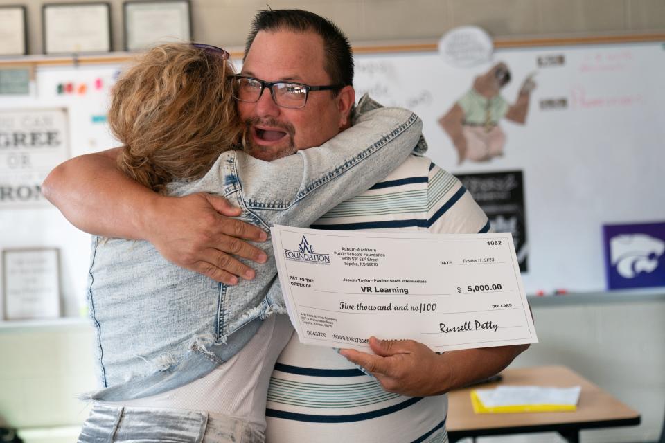 Still in shock from the surprise grant check, Pauline Central sixth-grade teacher Joe Taylor says having VR headsets will give his students a unique learning opportunity that most wouldn't get otherwise.