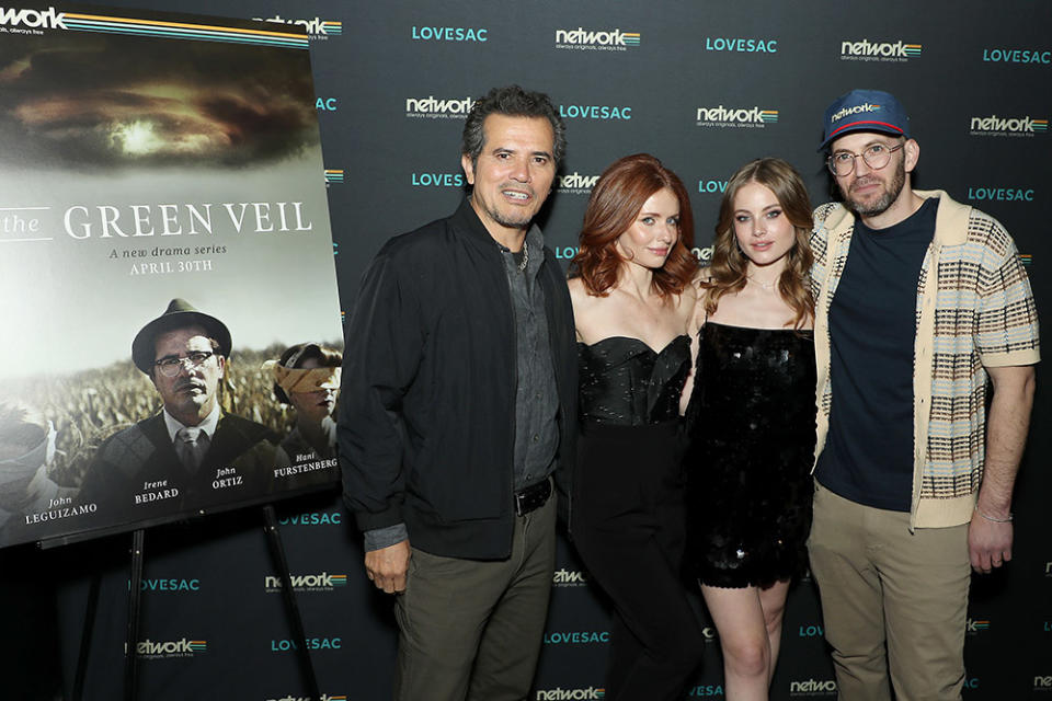 John Leguizamo, Hani Furstenberg, Isabelle Poloner and Aram Rappaport (Writer,Director, Exec Producer,CEO The Network) attend the Premiere of The Network’s new drama, The Green Veil Starring John Leguizamo in partnership with LoveSac