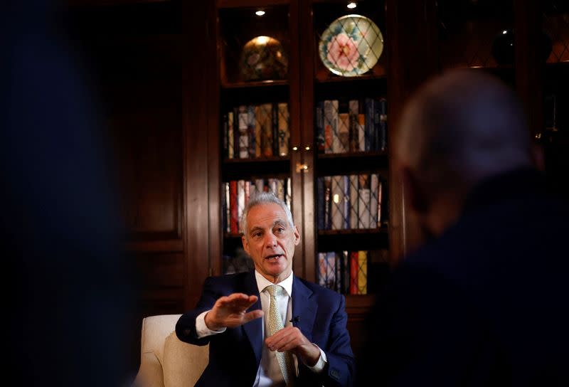 U.S. Ambassador to Japan Rahm Emanuel speaks during an interview with Reuters in Tokyo