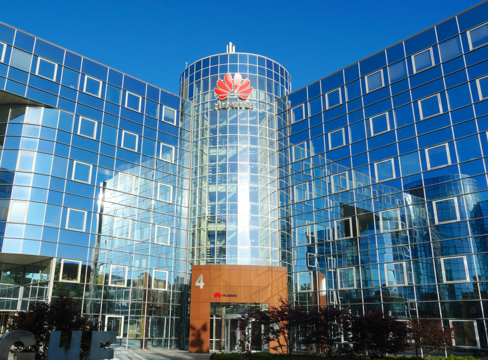 Voorburg, the Netherlands. June 2019. Entrance to Huawei headquarters office building, Dutch office.