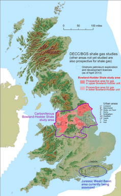 Annotated map of Great Britain