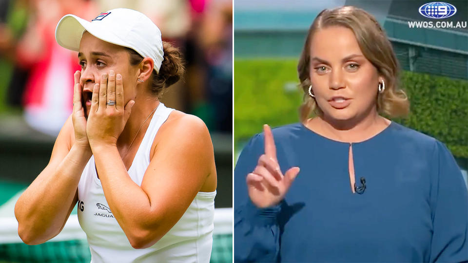 Jelena Dokic is pictured right praising Ash Barty and her wonderful family support base. 