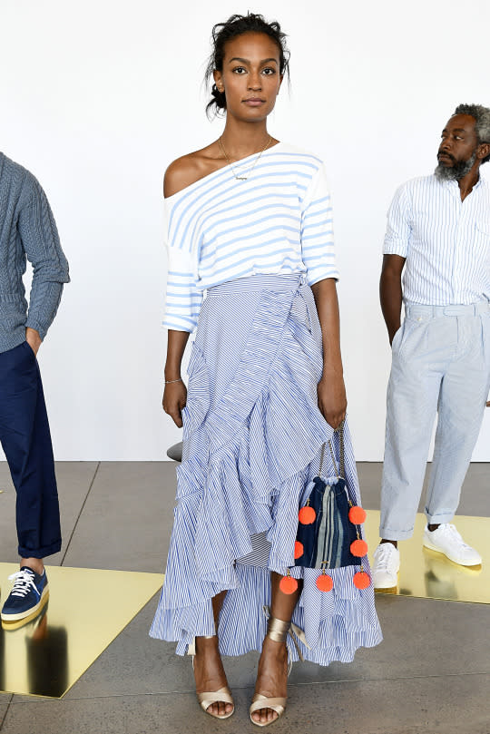 A model at J.Crew’s spring 2017 presentation in New York City. (Photo: Imaxtree)