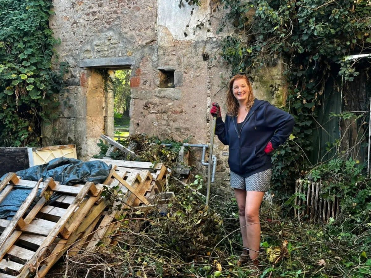 Liz Murphy at work on one of the rural French properties   (Lac De Maison)