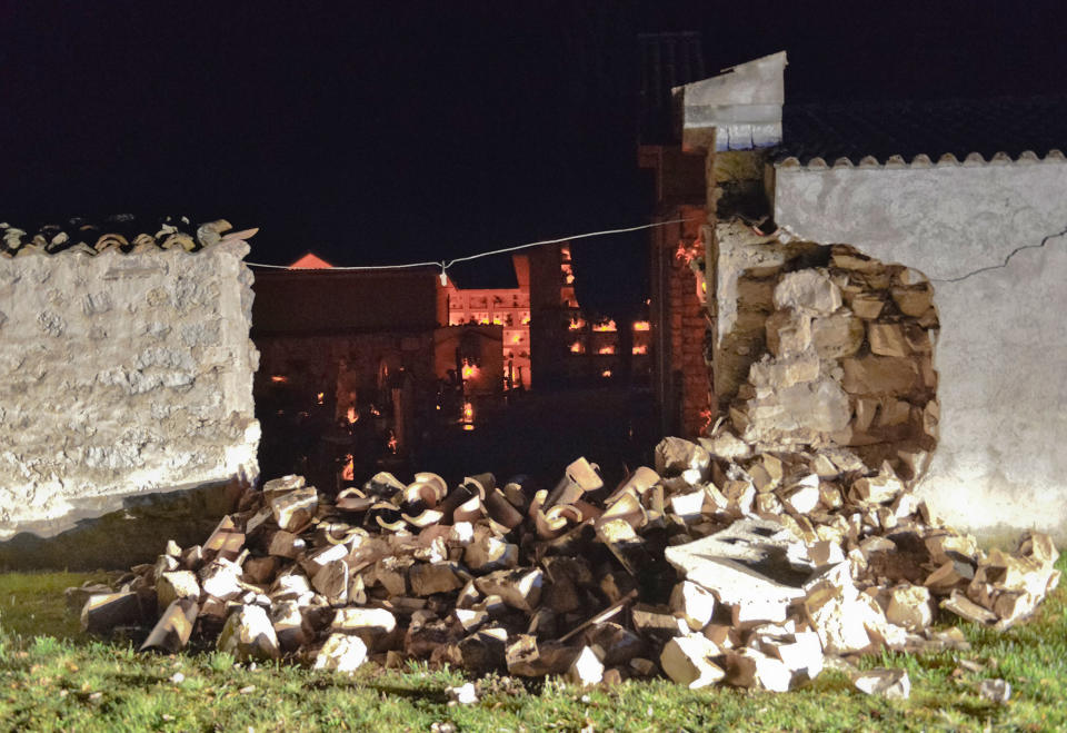 Damaged cemetery in Castelsantangelo sul Nera