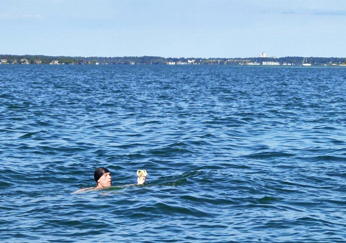 Frank Minier, a 2019 Boyne City High School graduate, recently completed a swim from Charlevoix to Boyne City, a little over 12 miles long.