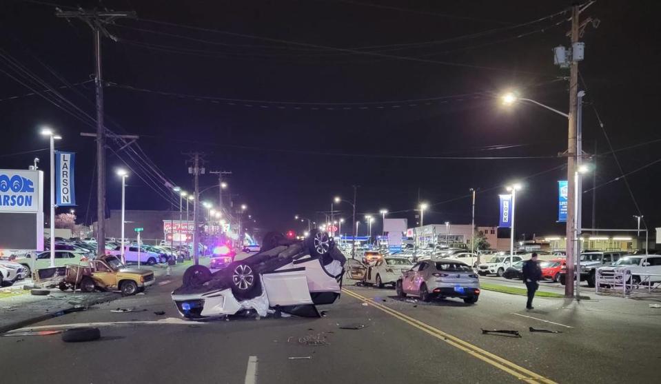 A multi-vehicle collision Thursday night on South Tacoma Way left one person seriously injured, according to Tacoma Police Department. A portion of the road was blocked until after 2 a.m.
