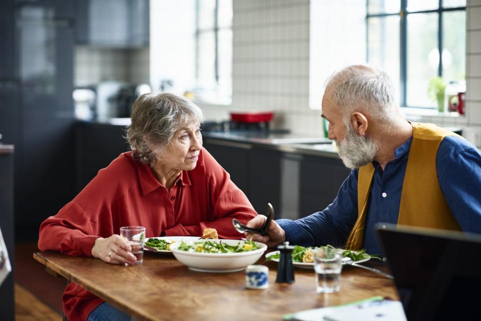 <span class="caption">Listening is key.</span> <span class="attribution"><a class="link " href="https://www.gettyimages.com/detail/photo/senior-couple-having-serious-discussion-over-lunch-royalty-free-image/992001648?adppopup=true" rel="nofollow noopener" target="_blank" data-ylk="slk:Getty Images/10'000 Hours;elm:context_link;itc:0;sec:content-canvas">Getty Images/10'000 Hours</a></span>