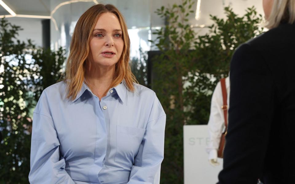 Stella McCartney, fashion designer, during a Bloomberg Television interview on day two of the COP28 climate conference
