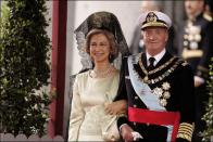 <p>Queen Sofia and King Juan Carlos beamed at the wedding of their son, Prince Felipe, and their daughter-in-law Princess Letizia.</p>