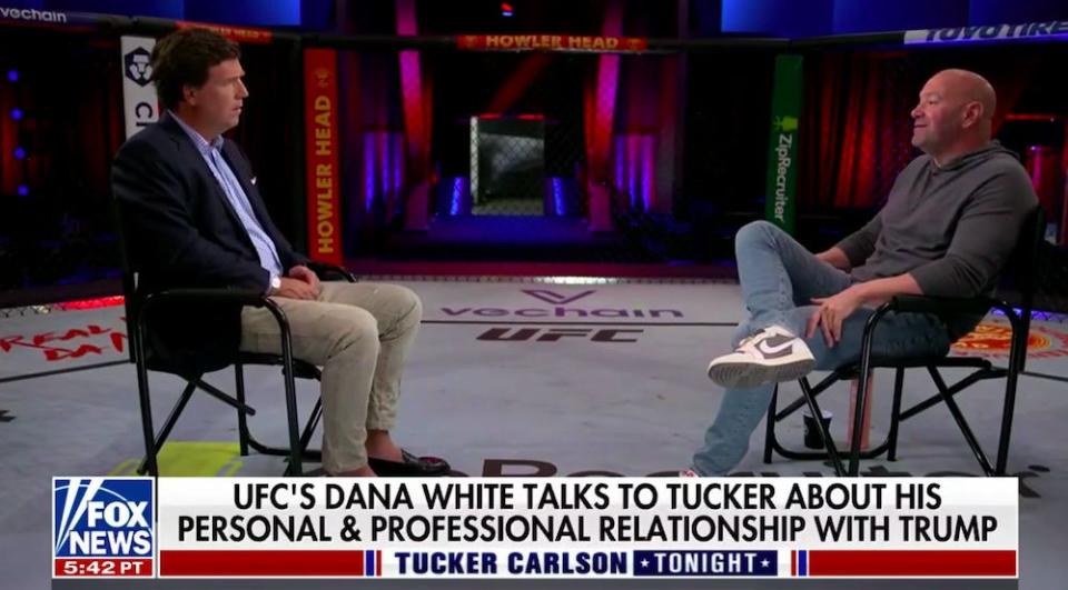 Dana White spoke to Tucker Carlson for a Fox News segment Monday.