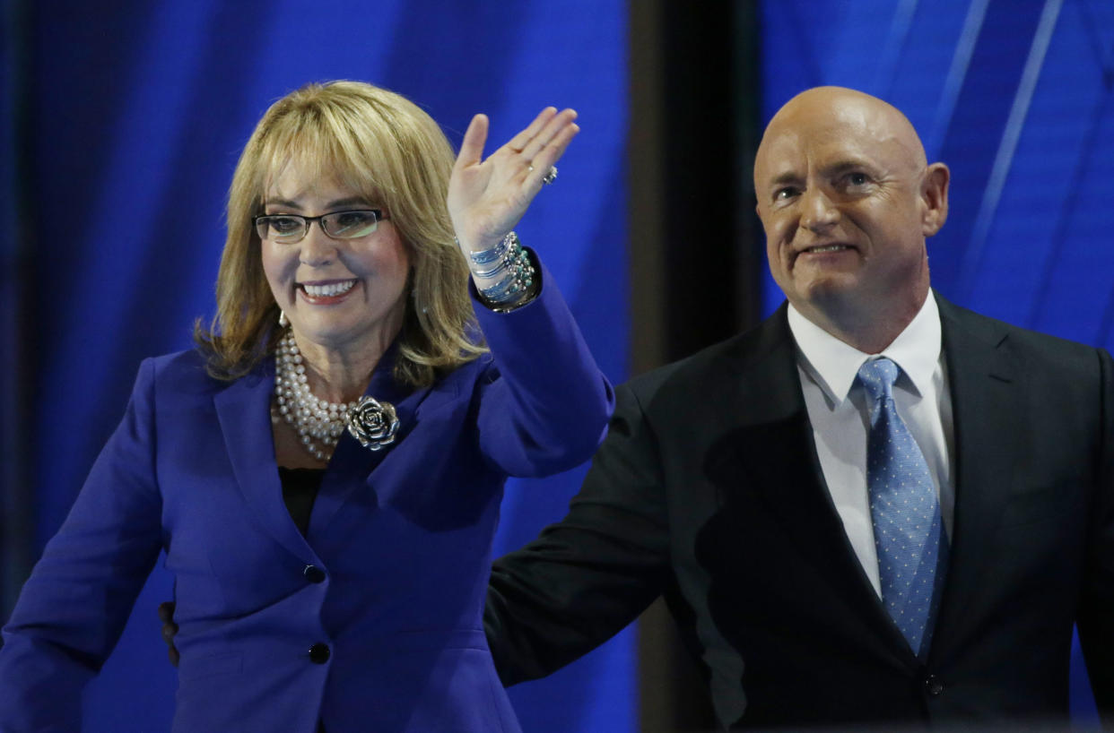 The first stop on former Rep. Gabby Giffords (D-Ariz.) and her husband Mark Kelly's pre-midterms tour will be at the University of Nevada, Las Vegas, one day after the first anniversary of the deadliest mass shooting in modern American history. (Photo: Gary Cameron / Reuters)