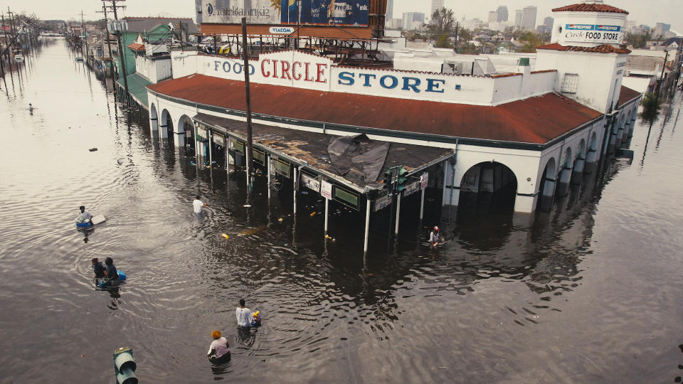 A flooded store in the area where Edward Buckles Jr.'s cousins lived in New Orleans