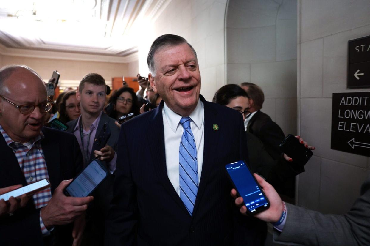 U.S. Rep. Tom Cole, R-Okla., was approved as chairman of the House Appropriations Committee by the GOP Steering Committee on Tuesday. In this photo, he leaves during a break in a House Republican caucus meeting at the Longworth House Office Building in 2023.