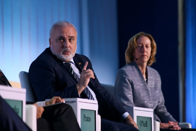 Petrobas CEO Jean Paul Prates (L) speaks during the CERAWeek oil summit in Houston, Texas in March 2024 (Mark Felix)