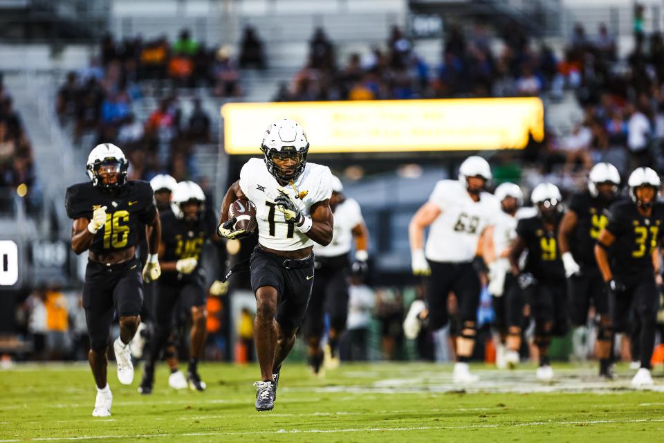 Chauncey Magwood breaks free for a 70-yard gain during UCF's spring game at FBC Mortgage Stadium, Friday, April 12, 2024.