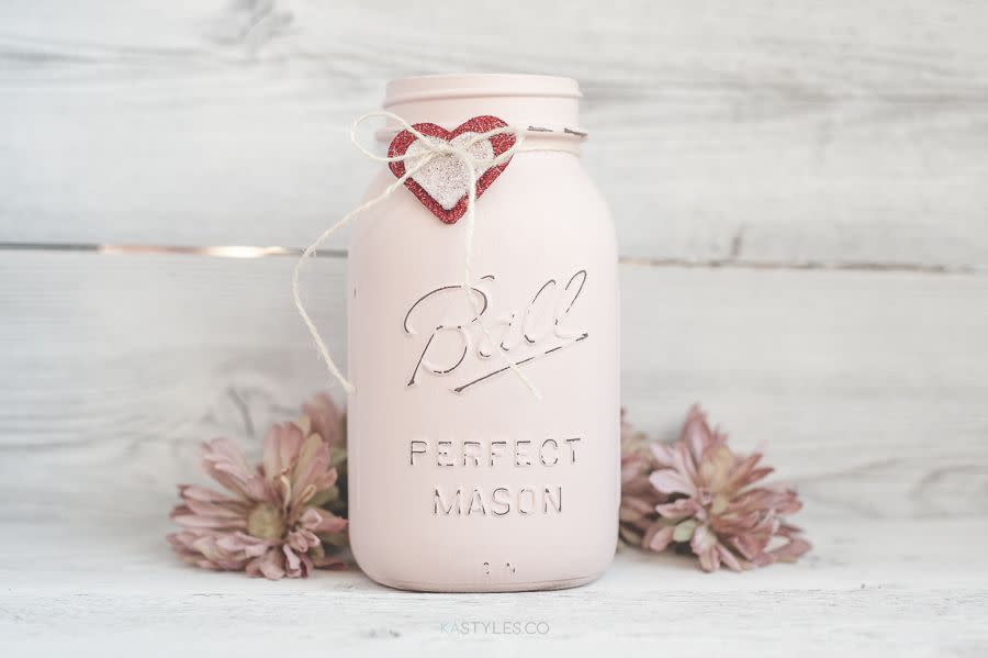 Painted Valentine's Day Mason Jars