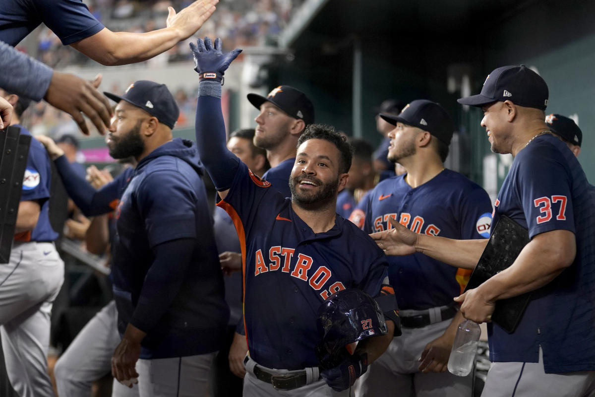 Astros slug their way to the top of the AL West with 16 homers in 3 games  to sweep Rangers
