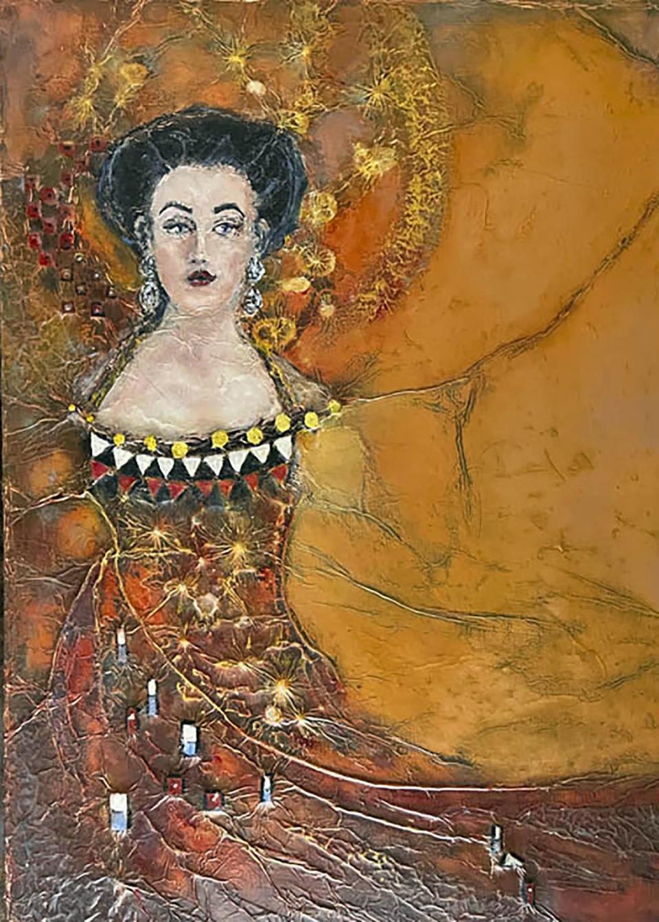 Faye Blankenhorn's "Channeling Klimt" artwork is her tribute to Gustav Klimt's "Woman in Gold."
