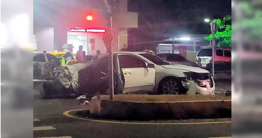 嘉義港墘派出所前，19日晚間發生死亡車禍。（圖／翻攝自朴子民意觀察站）