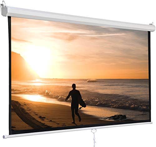 8) SUPER DEAL 120'' Projector Screen Projection Screen Manual Pull Down HD Screen 1:1 Format for Home Cinema Theater Presentation Education Outdoor Indoor Public Display
