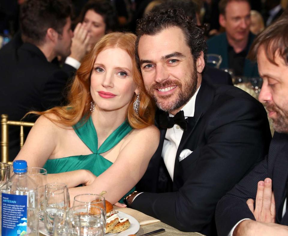 Jessica Chastain (L) and Gian Luca Passi de Preposulo attend the 23rd Annual Critics' Choice Awards on January 11, 2018 in Santa Monica, California