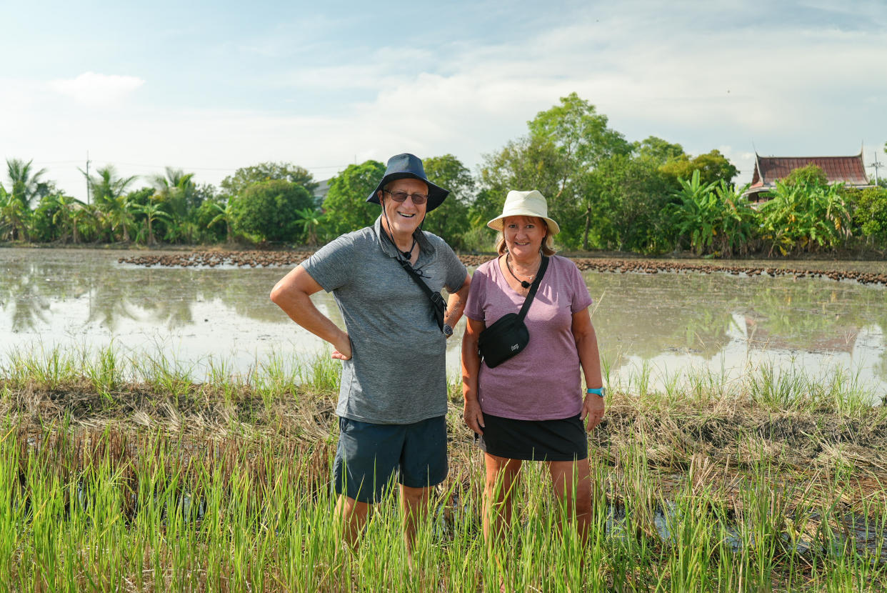 Race Across The World's Stephen and Viv herd ducks on a fun job in Thailand