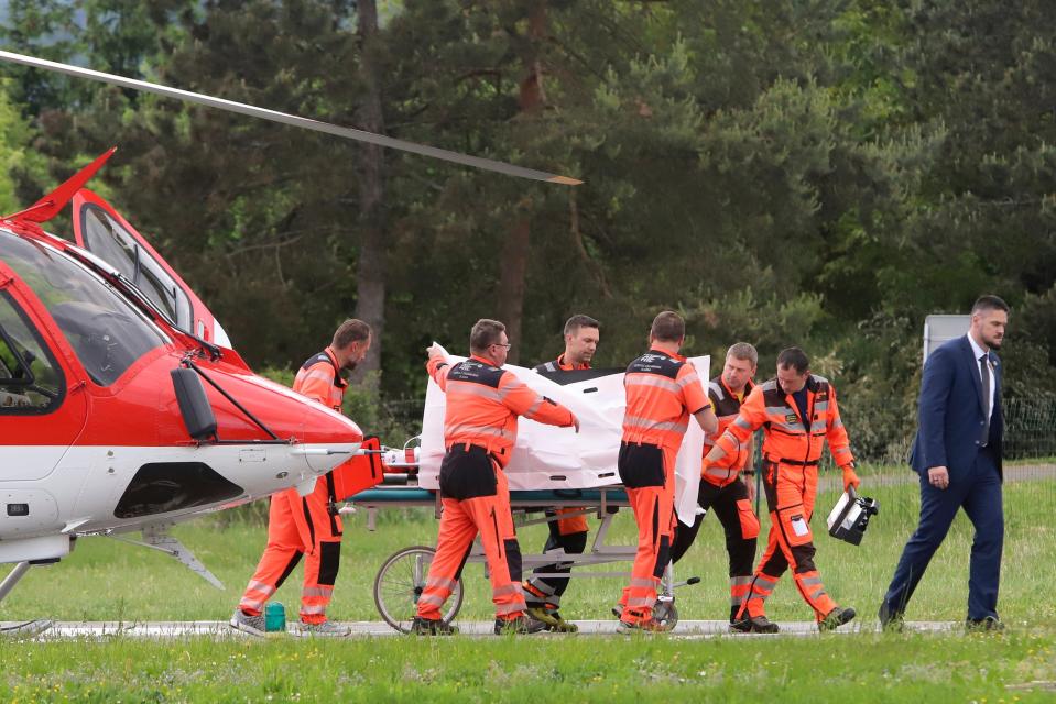 Slovak prime minister Robert Fico is wheeled to hospital after he was shot and injured (Tlačová agentúra SR)