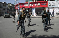 <p>Security forces stand near the site of a suicide attack in Kabul, Afghanistan, Wednesday, May 31, 2017. (AP Photos/Massoud Hossaini) </p>