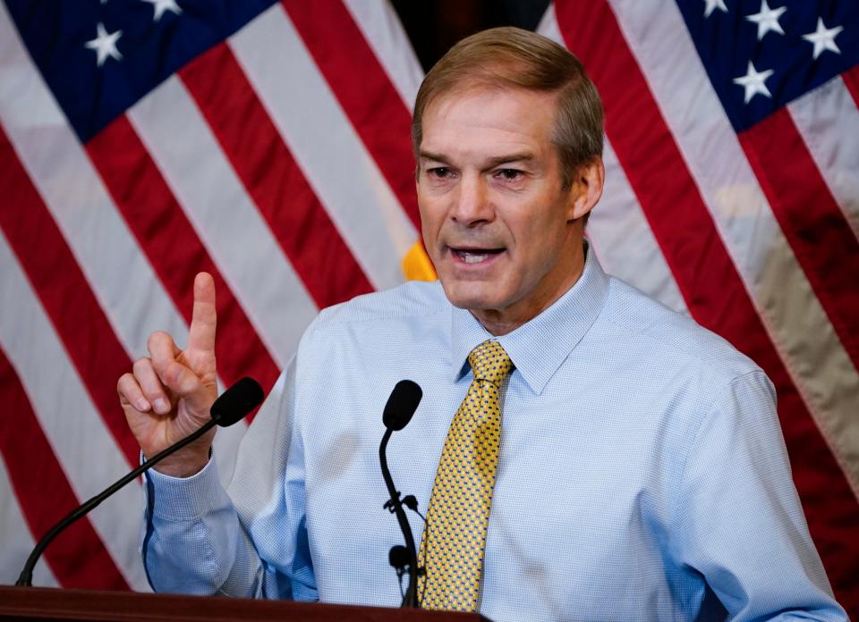 Rep. Jim Jordan, R-Ohio, holds a morning press conference prior to House lawmakers seeking to elect a new speaker in Washington on Friday, Oct. 20, 2023. House Republicans nominated the chair of the House Judiciary Committee, Rep. Jim Jordan, R-Ohio, to the speakership last week. Jordan has failed to earn the votes needed to become speaker in the previous rounds of voting.