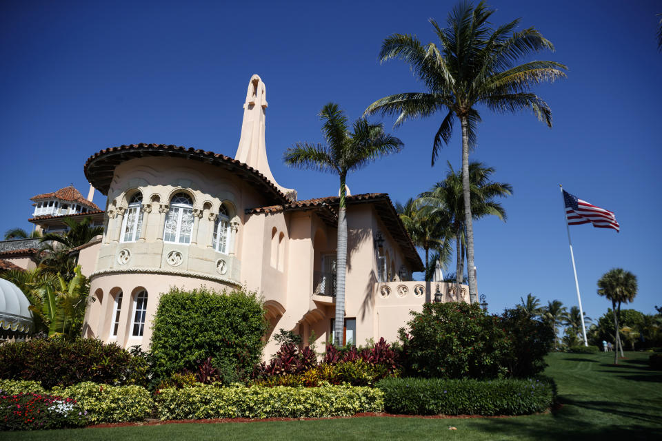 FILE - A view of President Donald Trump's Mar-A Lago estate is seen March 22, 2019, in Palm Beach, Fla. Never until now has the National Archives and Records Administration been caught up in a criminal investigation into a former president. Yet that’s exactly where the agency finds itself after sending a referral to the FBI stating that 15 boxes recovered from former President Donald Trump’s Florida estate in January contained dozens of documents with classified markings. (AP Photo/Carolyn Kaster, File)